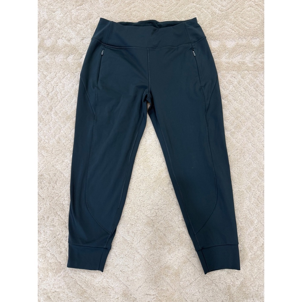 Athleta Rainier Jogger Dark Teal Green Brushed Fleece Lined Pants Womens Size M